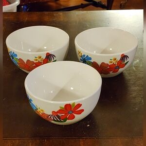 Royal Norfolk Floral Soup Bowls - Red, Blue, Yellow